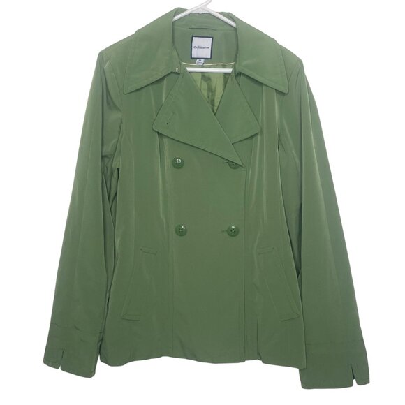 Croft & Barrow Double-Breasted Peacoat Blazer Jacket Womens XL Green Lined - Picture 1 of 11